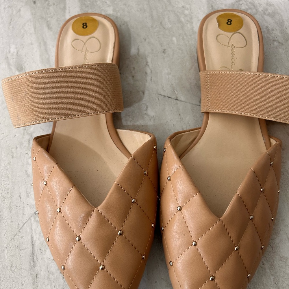 Jessica Simpson Beige Quilted Mules